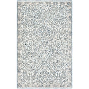 Micro-Loop Blue/Ivory Doormat 2 ft. x 3 ft. Trellis Floral Area Rug