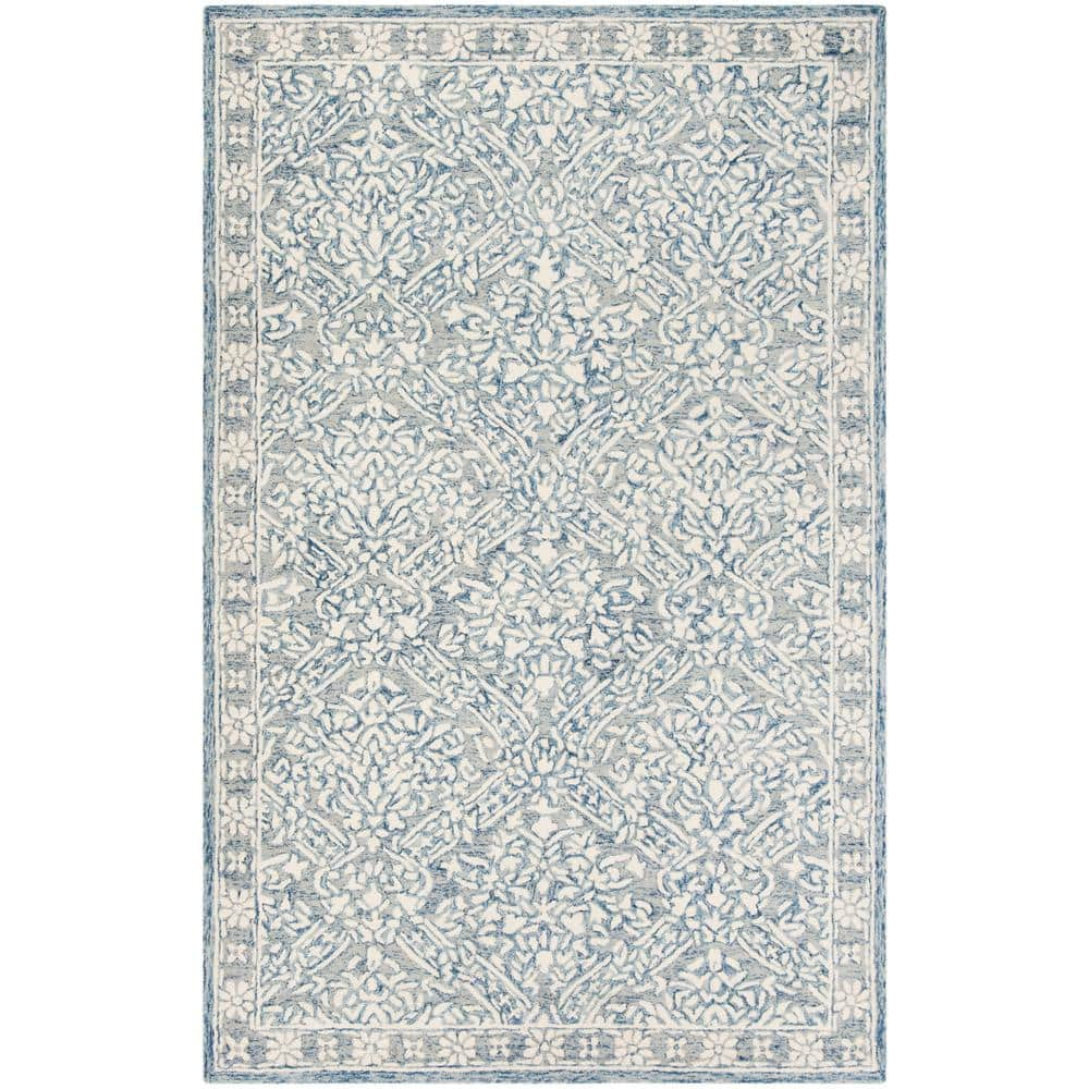 SAFAVIEH Micro-Loop MLP510M Handmade Blue / Ivory Rug