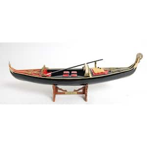 Wood Hand Painted Venetian Gondola Boat Decorative Sculpture