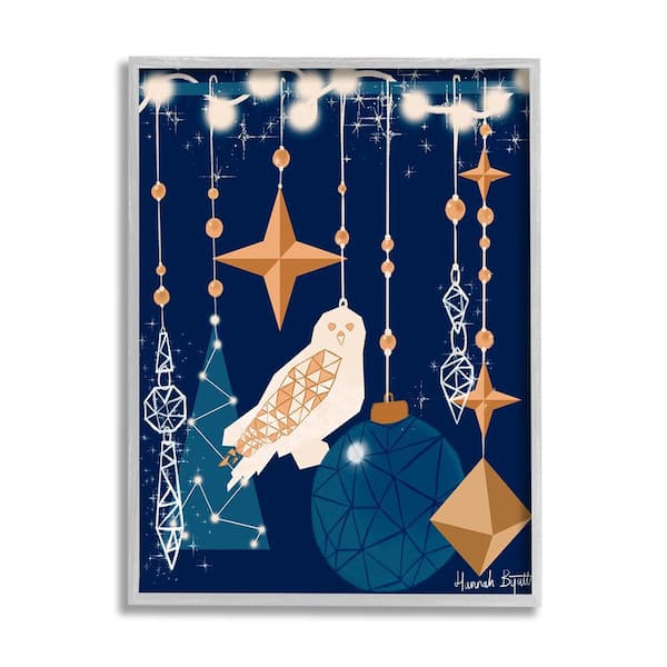 Stupell Industries Geometric Winter Owl by Hannah Byatt 1-Piece Framed Graphic Print Animal Poster Art Print 14 in. x 11 in.