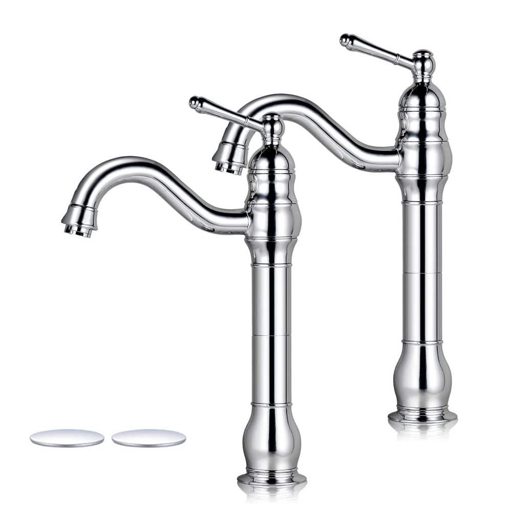 Single Hole Single-Handle Waterfall Vessel Sink Faucet with Pop-up Drain in Polished Chrome (2-Pack) price history on PriceWatchPro