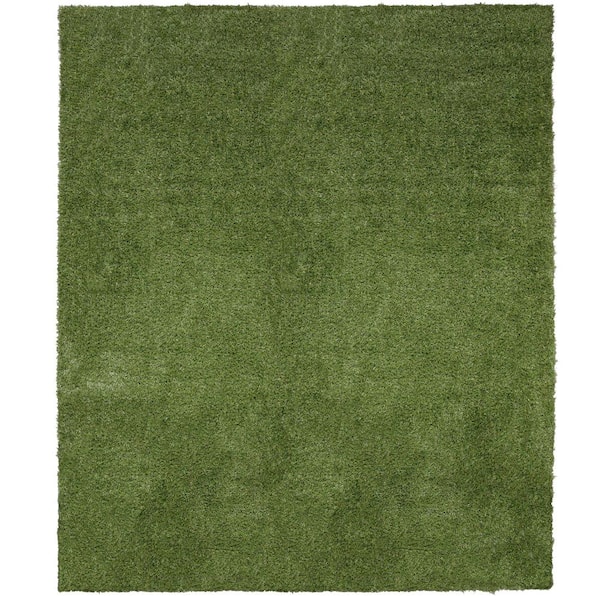 Ottomanson Evergreen Collection Waterproof Solid 3 x 3 Indoor/Outdoor Artificial Grass Runner Rug, 2 ft. 7 in. x 3 ft. Green