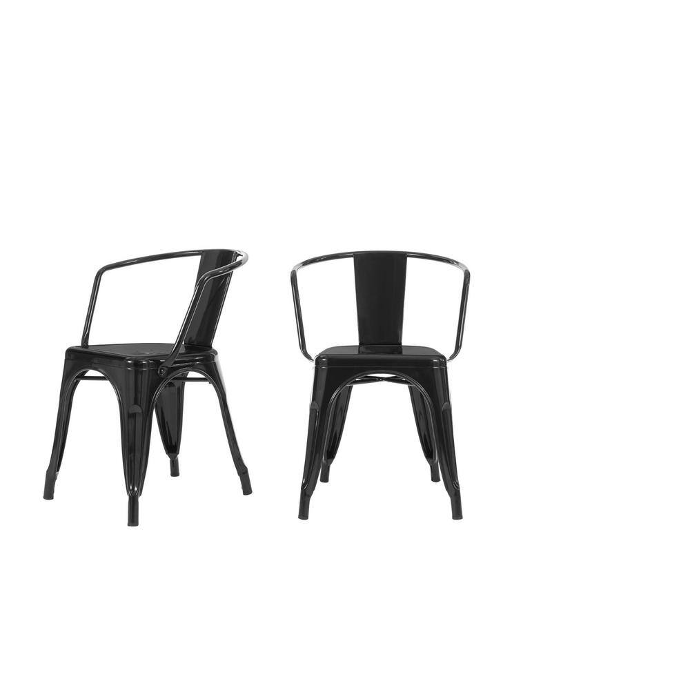 Stylewell Black Metal Dining Chair Set Of 2 2028 In W X 2835