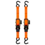 10 ft. x 1.5 in. Orange Retractable Ratchet Tie Down Straps with 1,000 lb. Safe Work Load - 2 pack