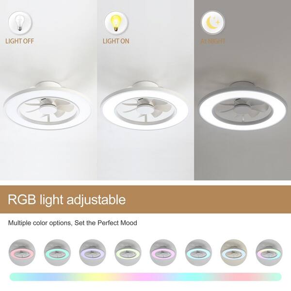 Breezary 20 in. Indoor White Low Profile Fandelier Flush Ceiling