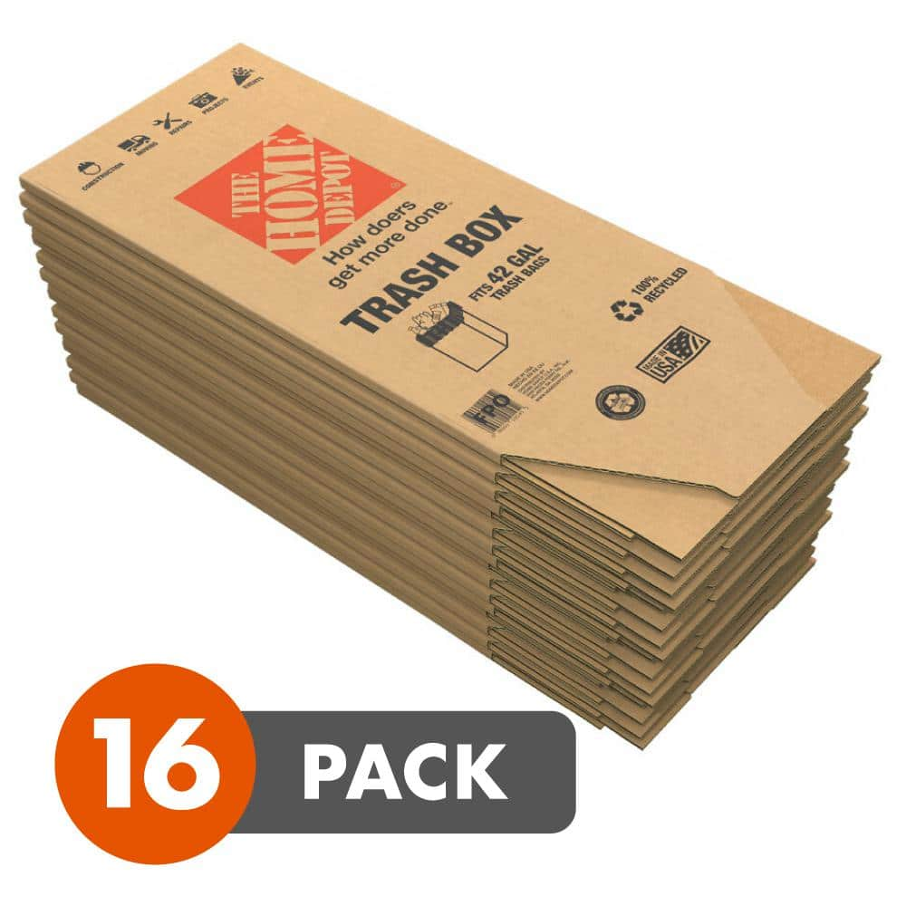 The Home Depot 42 Gal Kraft Disposable Trash Can 16 Pack TB42GAL   The Home Depot Outdoor Trash Cans Tb42gal 16pk 64 1000 