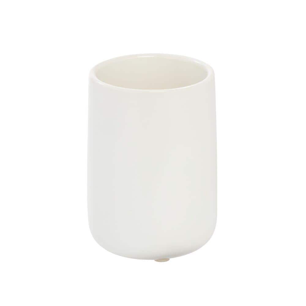 IDESIGN Eco Vanity Ceramic Tumbler in White 28221 The Home Depot