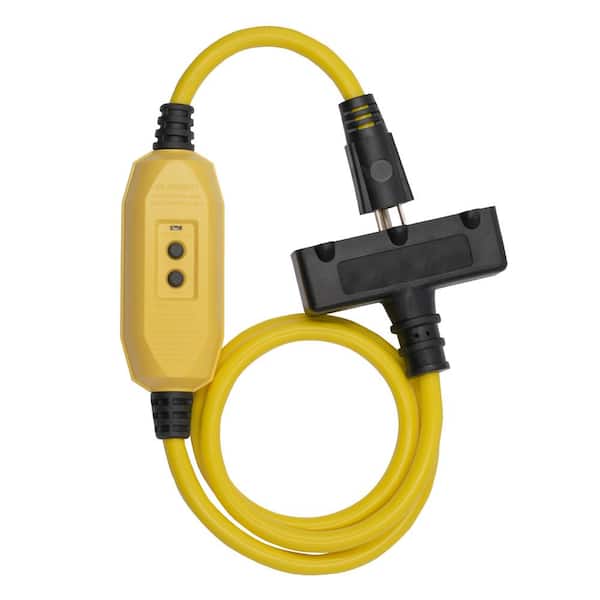 ELEGRP 2 ft. 15 Amp In-Line Self-Test Manual Reset Portable GFCI Plug with 3-Outlet Cord, Yellow