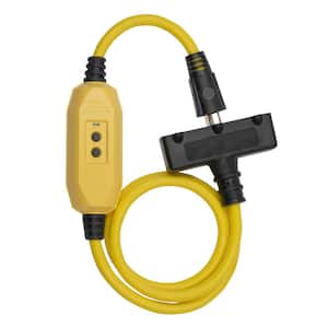 3 ft. 15 Amp In-Line Self-Test Manual Reset Portable GFCI Plug with 3-Outlet Cord, Yellow