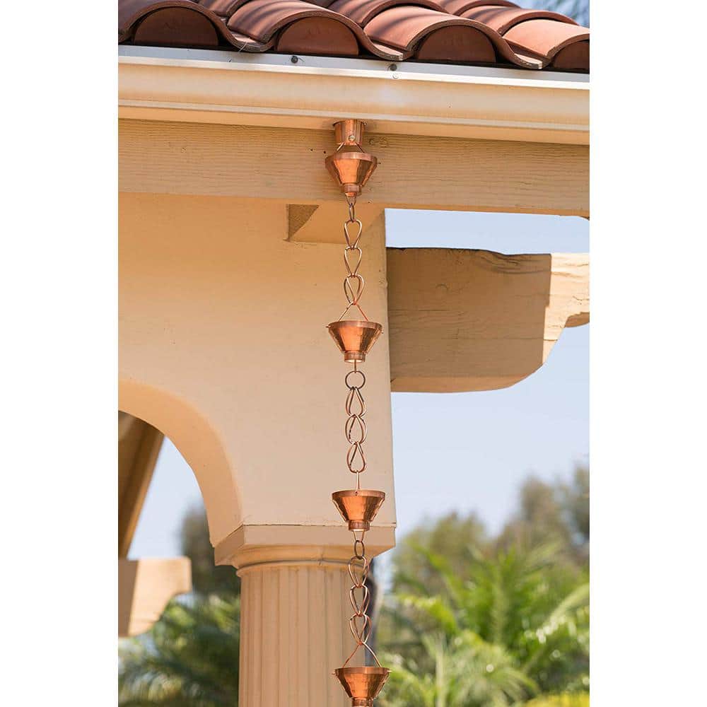 8.5 ft Pure Copper Large Cup Rain Chain