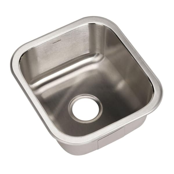HOUZER Club Series Undermount Stainless Steel 16 in. Square Single Bowl Kitchen Sink in Lustrous Satin