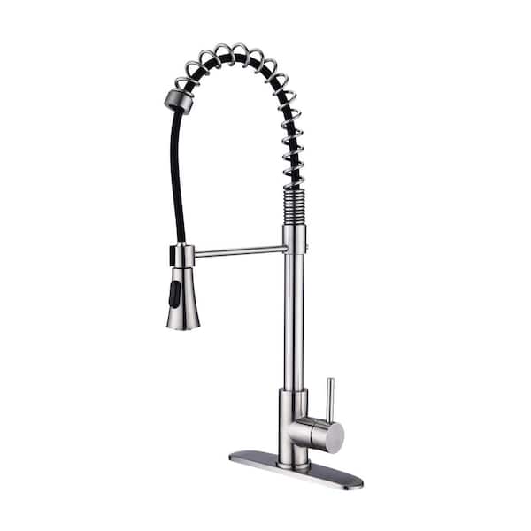 FLG Single-Handle Pull Down Sprayer Kitchen Faucet with Pull Out Spray Wand Stainless Steel Sink Faucets in Brushed Nickel