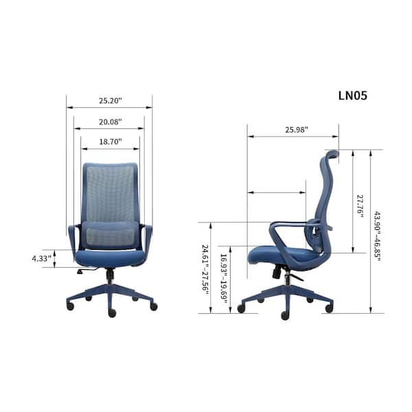 Fabric Adjustable Height Ergonomic Office Chair in Blue
