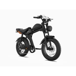 20 in. Fat Tire Black Electric Bike Dual Hydraulic Brake Electric Motorcycle Bikes for Men