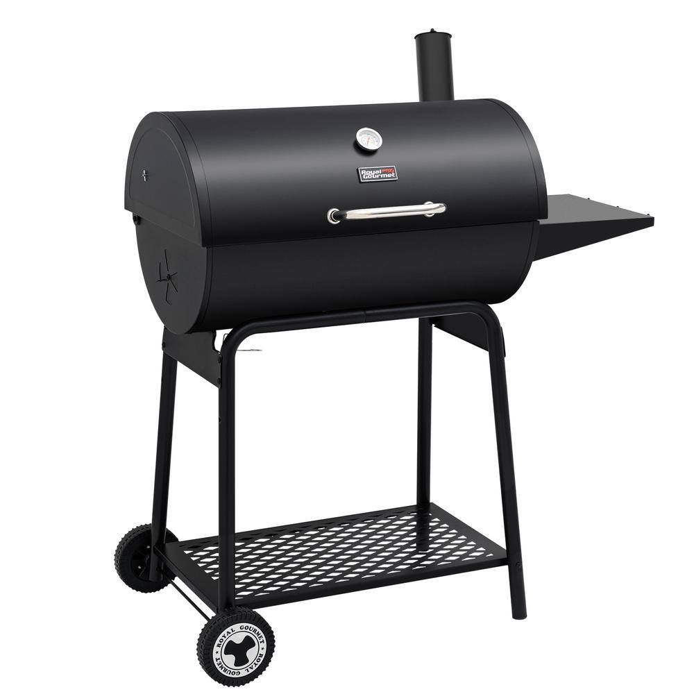 Royal Gourmet 30-Inch Black Barrel Charcoal Grill with Smoker