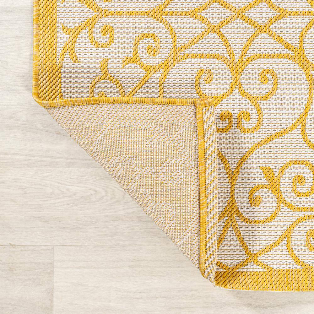 Madrid Cream and Yellow Filigree 5' x 7' Synthetic Rug