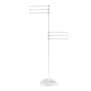 12 in. Arms in Matte White Towel Stand with 6 Pivoting