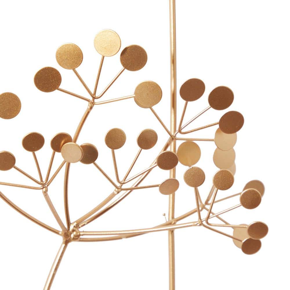 Gold Metal Botanical Wall Sculpture with Box Frame