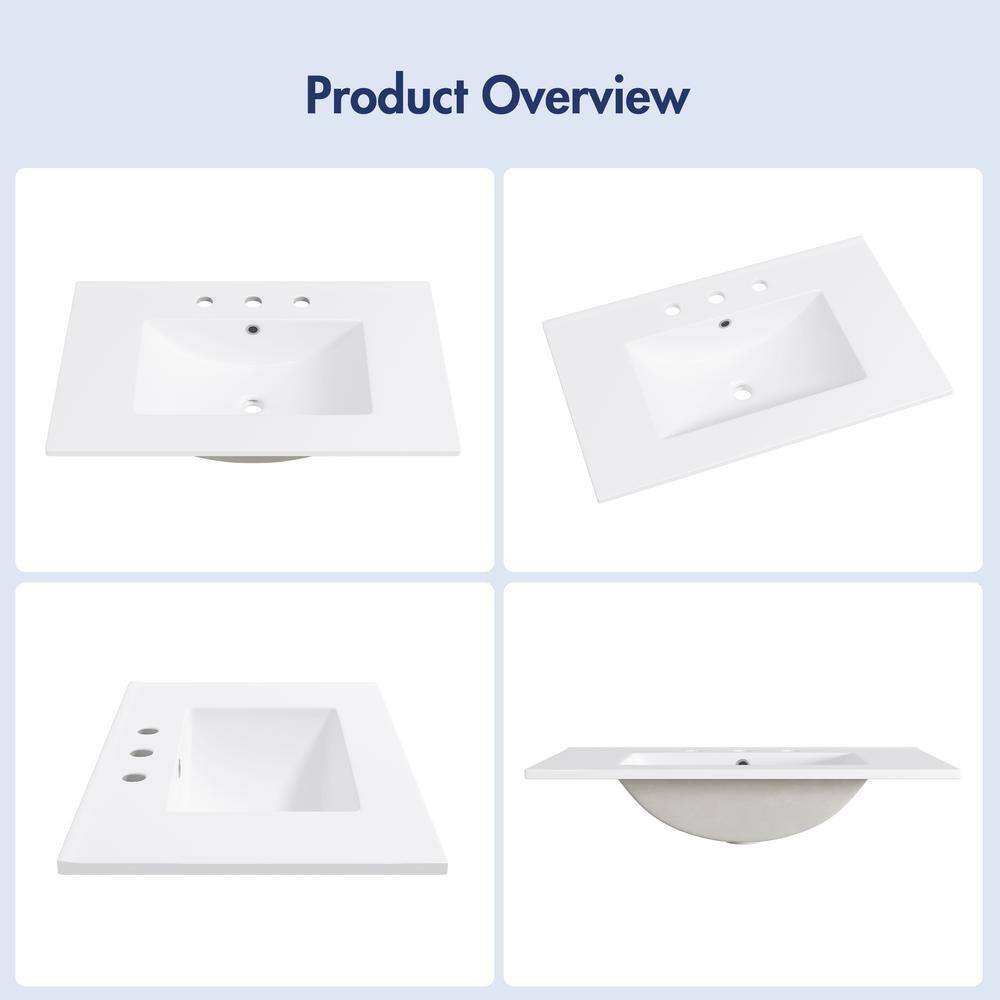 Tucson 30" White Ceramic Rectangular Single Vanity Top Sink