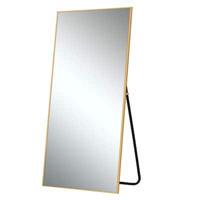 72 in. x 32 in. Large Modern Rectangle Aluminum Alloy Framed Gold Floor Mirror Standing Mirror