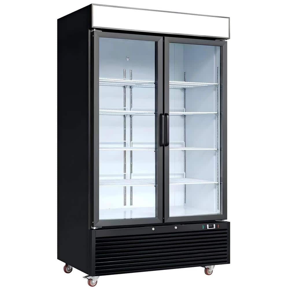 Biscayne Bay 48 in. 41.3 Cu. Ft. Auto / Cycle Defrost Commercial Reach-In Upright Freezer in Black with Tempered Glass Door