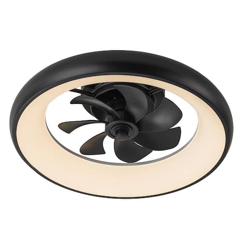 20 in. Dimmable Integrated LED RGB Smart Indoor Black Low Profile Ceiling Fan with Light and Voice/App/Remote Control Ceiling Fans