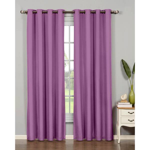 Bella Luna Semi-Opaque Emma Microfiber Room Darkening 54 in. W x 84 in. L Grommet Curtain Panel in Purple