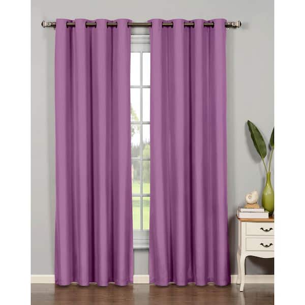 Bella Luna Purple Extra Wide Grommet Sheer Curtain - 54 in. W x 84 in. L  (Set of 2)