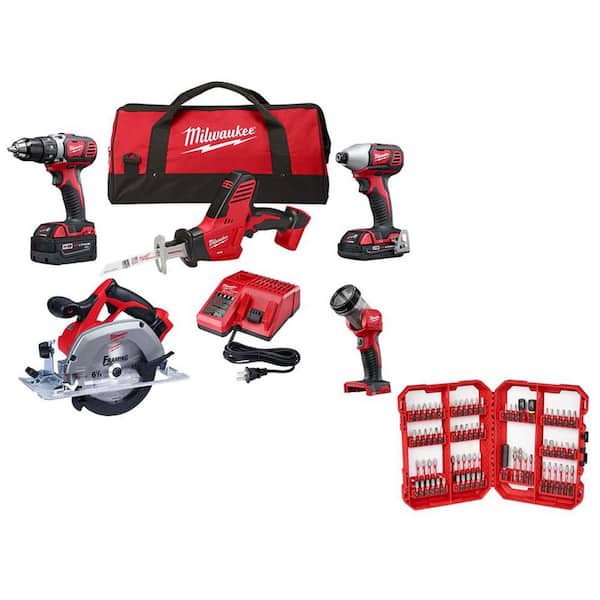 M18 18V Lith-Ion Cordless Combo Kit (5-Tool) w/ 3. 0Ah & 1. 5Ah Battery, Charger, Tool Bag, & Bit Set