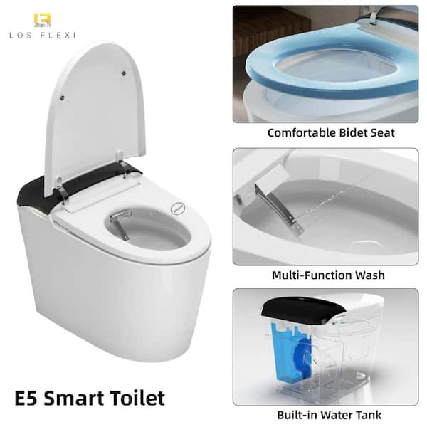 Smart Toilet with Bidet, Built-In Tank, Auto Open Lid, Backup Flush, Heated Seat, Instant Warm Water and Dryer, Remote