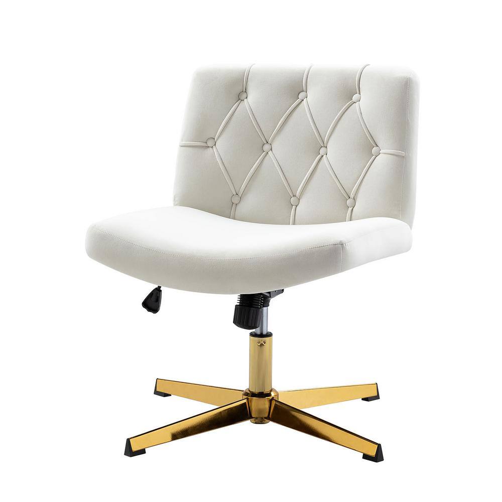 JAYDEN CREATION Alan Ivory 360° Swivel and Height Adjustable Tufted ...