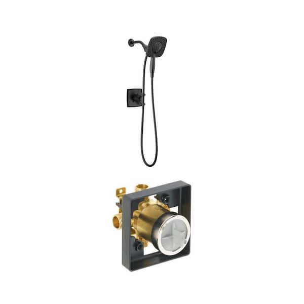Ashlyn In2ition 2-in-1 Matte Black Shower Faucet and Multi-Choice Universal Tub/Shower Valve Body Rough-In Kit