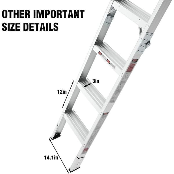 KIWDZFU 8 ft. - 10 ft. Aluminum Attic Ladder Pull Down Loft Stairs