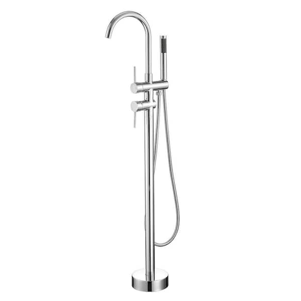 2-Handle Claw Foot Tub Faucet with Hand Shower in Chrome