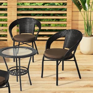 FadingFree Brown 18 in Round Outdoor Dining Patio Chair Seat Cushion (4-Pack)
