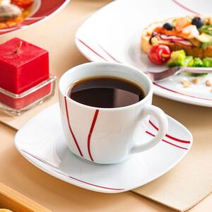 Felisa 30-Piece Modern White with Red Edge Porcelain Dinnerware Set (Service for 6)