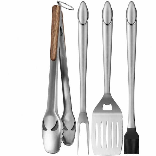 18 in. Stainless Steel Grill Tools Set Epic Quality BBQ Accessories with Tongs Spatula Fork Brush 1 Kit