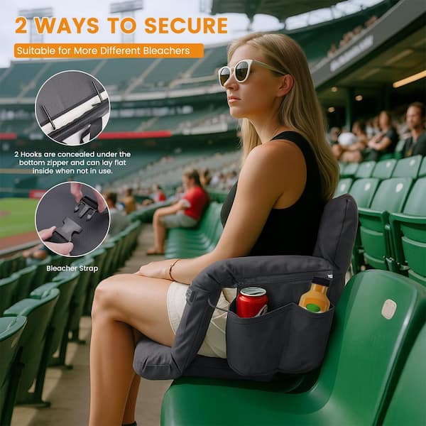 2-Pack 25 in. Cation Heated Stadium Seat with 3 Heating levels, Portable 6 Reclinng Positions Stadium Seat