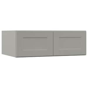 Shaker Assembled 36x12x24 in. Above Refrigerator Deep Wall Bridge Kitchen Cabinet in Dove Gray