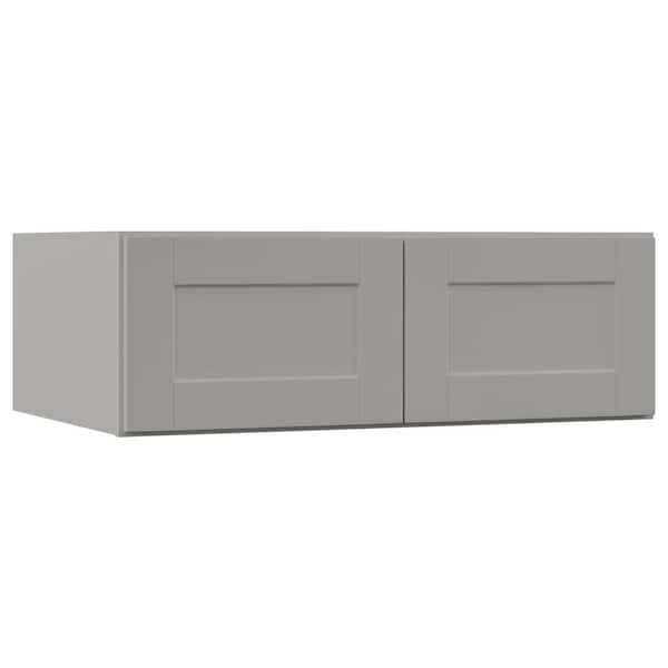 Hampton Bay Shaker 36 in. W x 24 in. D x 12 in. H Assembled Deep Wall Bridge Kitchen Cabinet in Dove Gray without Shelf