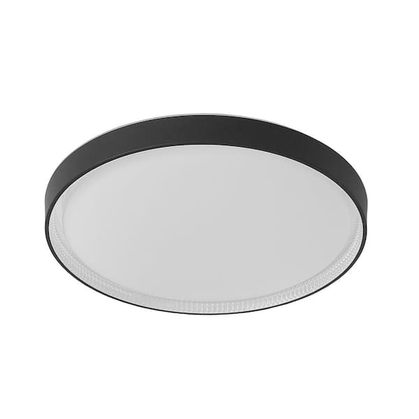 15.6 in. Black Flush Mount Ceiling Light with Black Trim, Dimmable LED