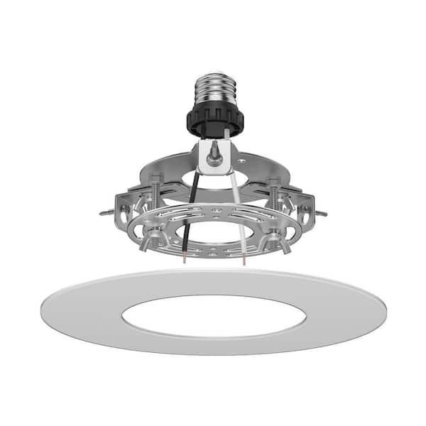 White R5 and 6-Recessed Can Light Conversion Kit, Pendant and Hanging Light, 7.75 in. Flat Steel Ceiling Medallion