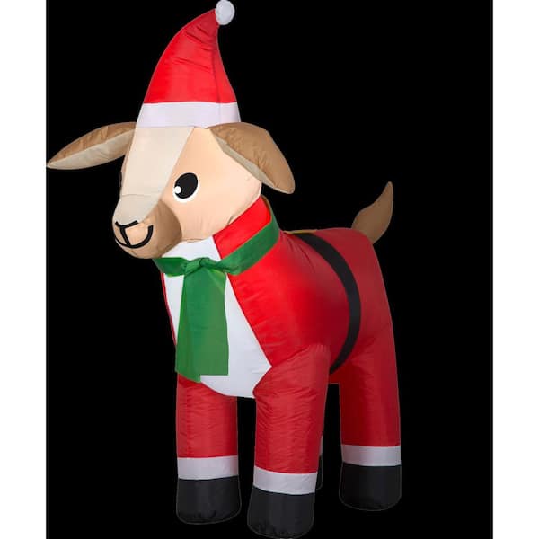 Gemmy 3 ft. W x 2 ft. D x 4 ft. H Airblown Inflatable Goat in Santa Suit