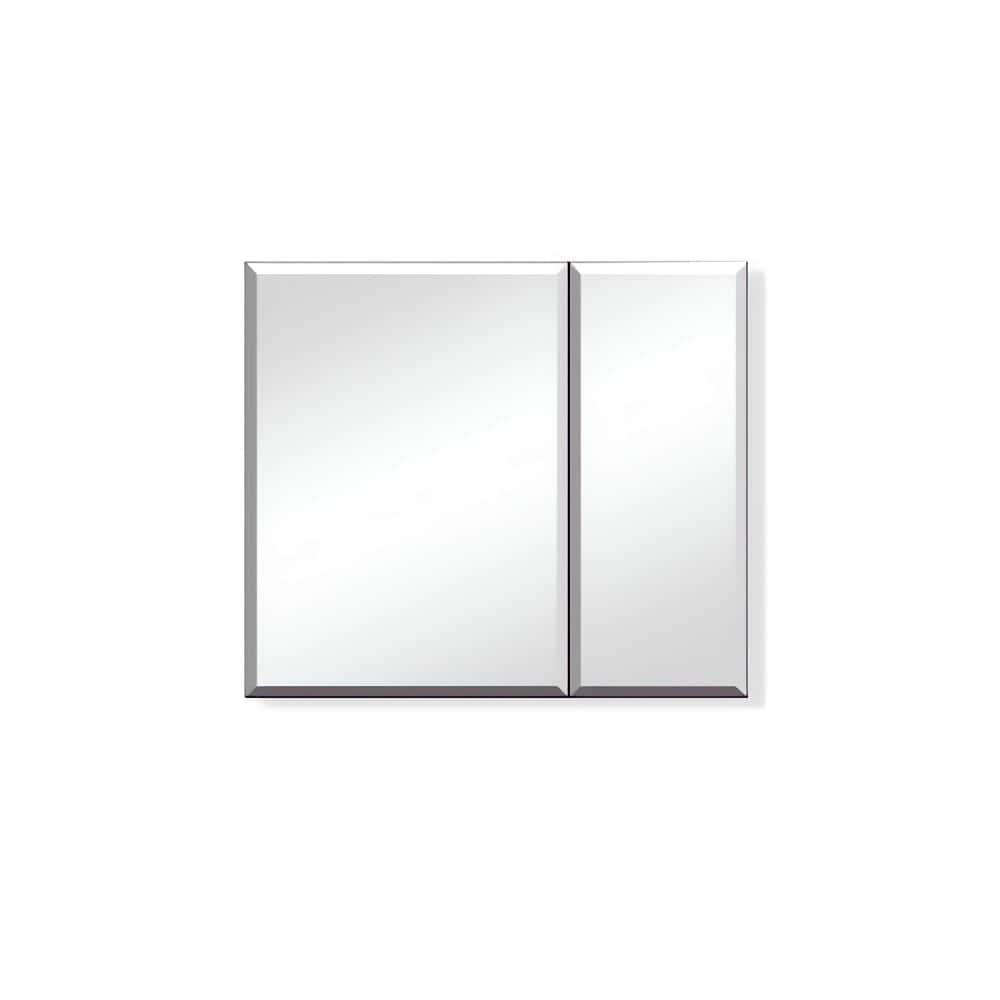 30 in. W x 26 in. H Rectangular Aluminum Silver Surface or Recessed Mount B