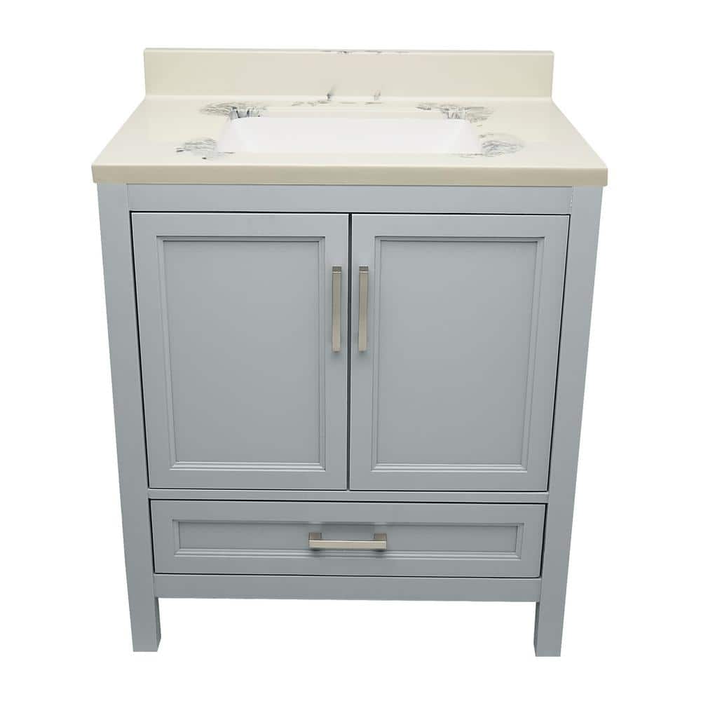 Nevado 31 in. W x 22 in. D x 36 in. H Bath Vanity in Gray with Cultured Marble Carrera Top price history on PriceWatchPro