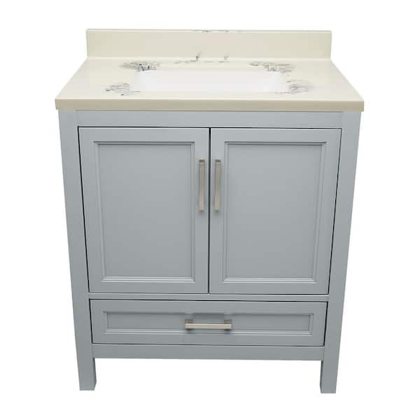 Ella Nevado 31 in. W x 22 in. D x 36 in. H Bath Vanity in Gray with Cultured Marble Carrera Top