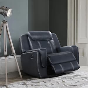 Colin Blue Faux Leather Swivel Glider Recliner