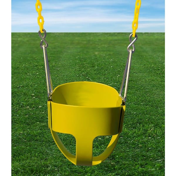 Kids Full Bucket Swing with 58" Chain Toddler Swing Acc Seat Yellow 