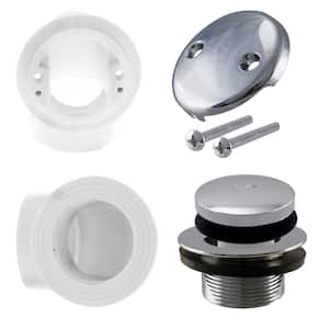 Sch. 40 PVC 1-1/2 in. Course Thread Plumber's Pack Tip-Toe Bathtub Drain with Two-Hole Elbow, Polished Chrome