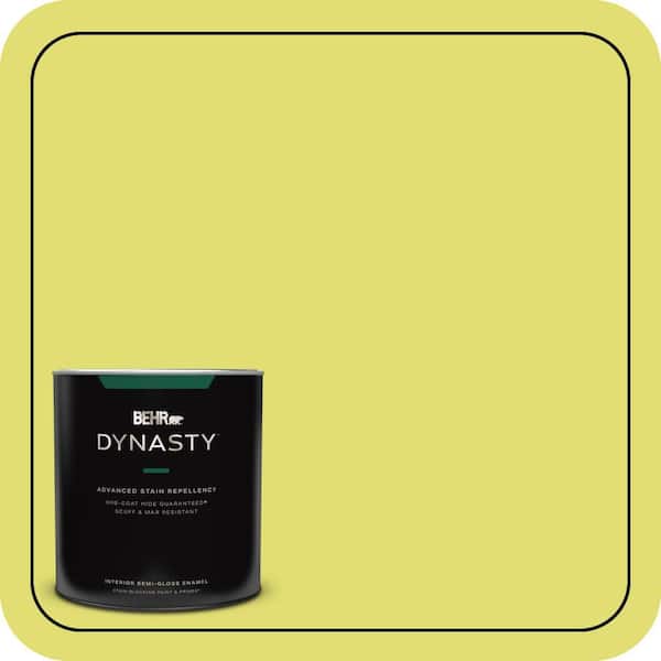 BEHR DYNASTY 1 qt. #400B-4 Citron Semi-Gloss Enamel Interior Stain-Blocking Paint and Primer
